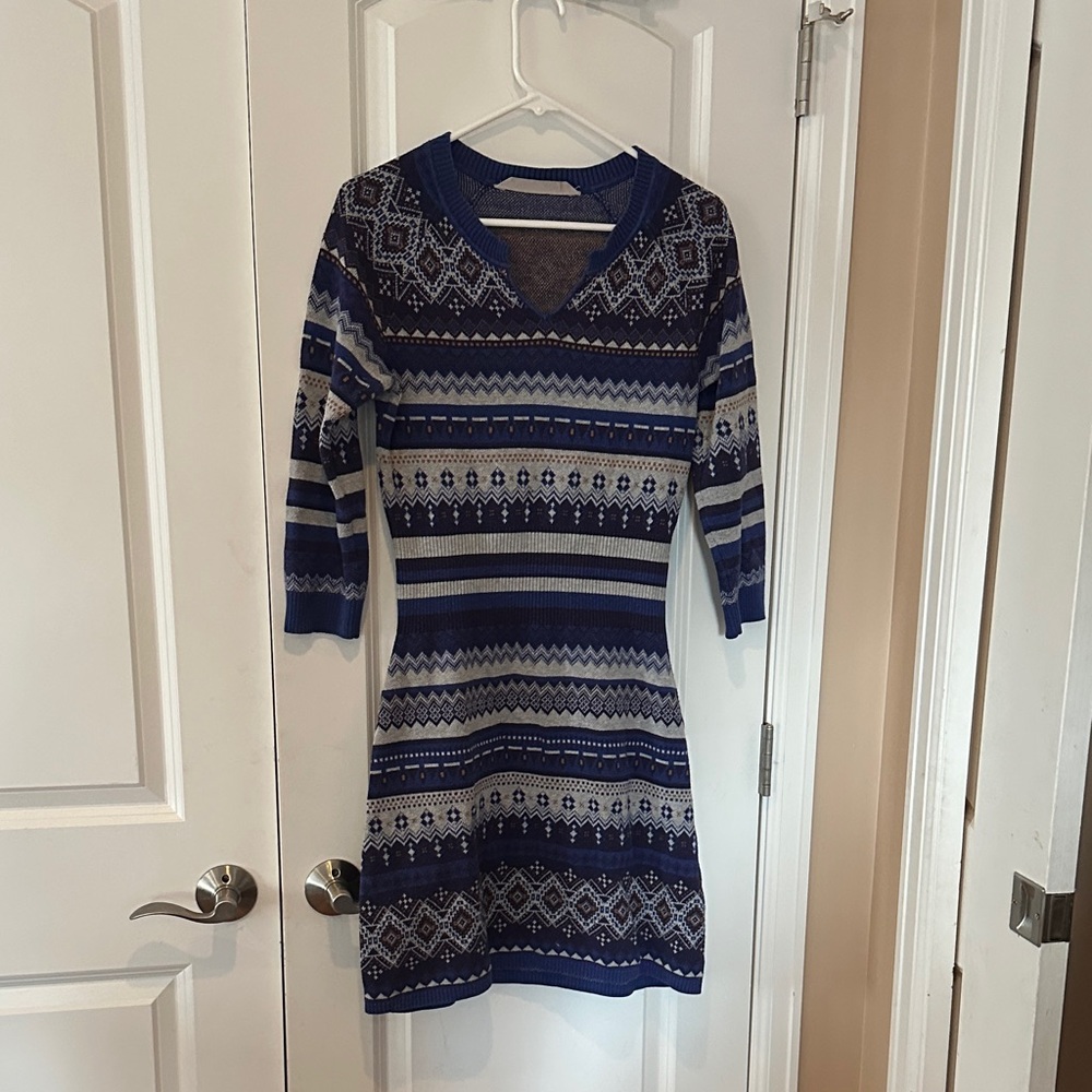 Athleta Navy and White Knit Dress